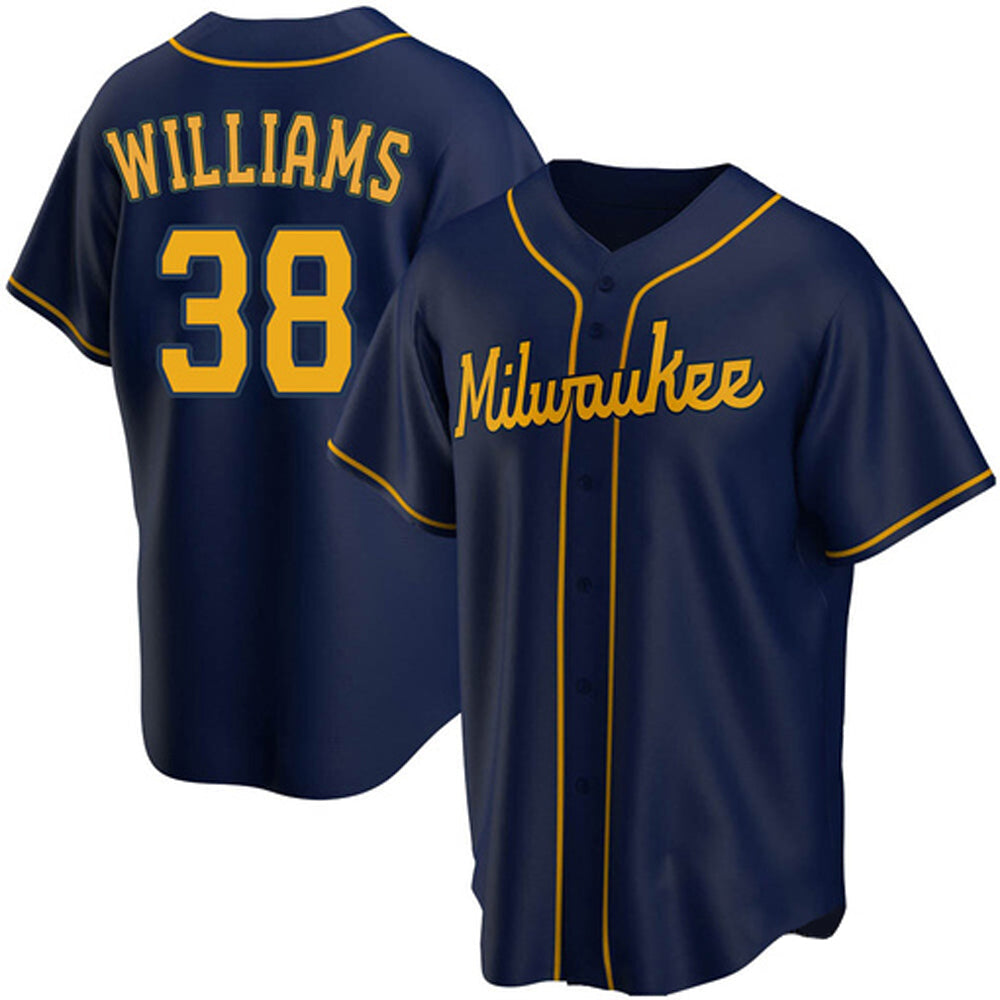 Men's Milwaukee Brewers Devin Williams Cool Base Replica Alternate Jersey - Navy